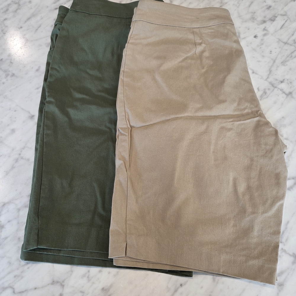 Olive Green And Tan Shorts